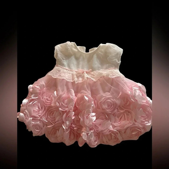 Nannette Baby  Pink Flower Petal Dress Size 6m - Picture 1 of 7